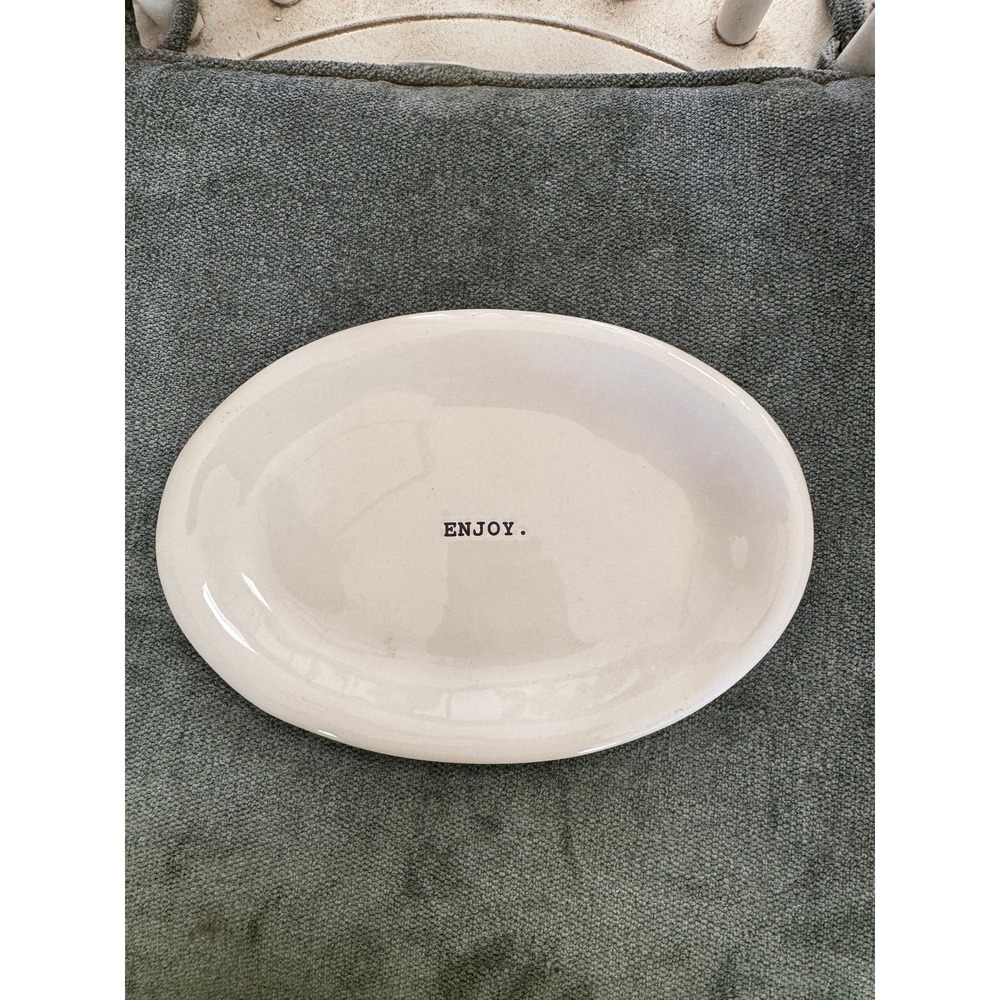 Rae Dunn "Enjoy" white ceramic oblong plate
